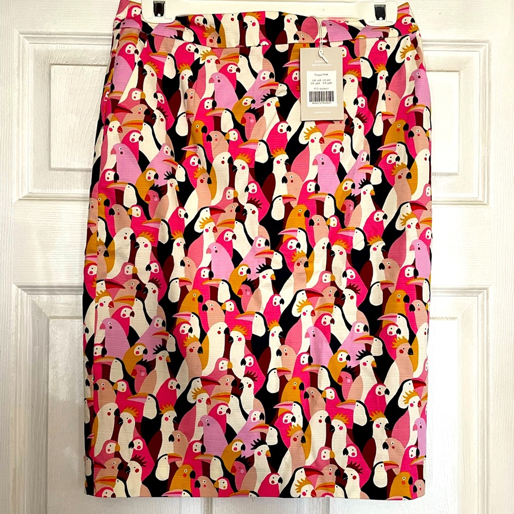 Rare NWT Boden bird pencil skirt Size 6R